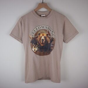 Vintage Yellowstone National Park Nature Shirt Beige Adult Small 16.5x25